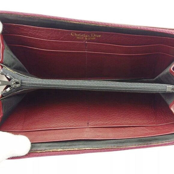 Dior Long Wallet Bordeaux Leather Authentic Used - Picture 6 of 10